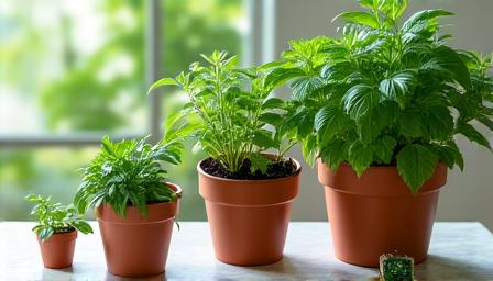 バジル、ミント、パセリを含むハーブガーデンキット