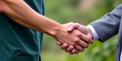 地域の農家と握手するFuchi Enのスタッフ